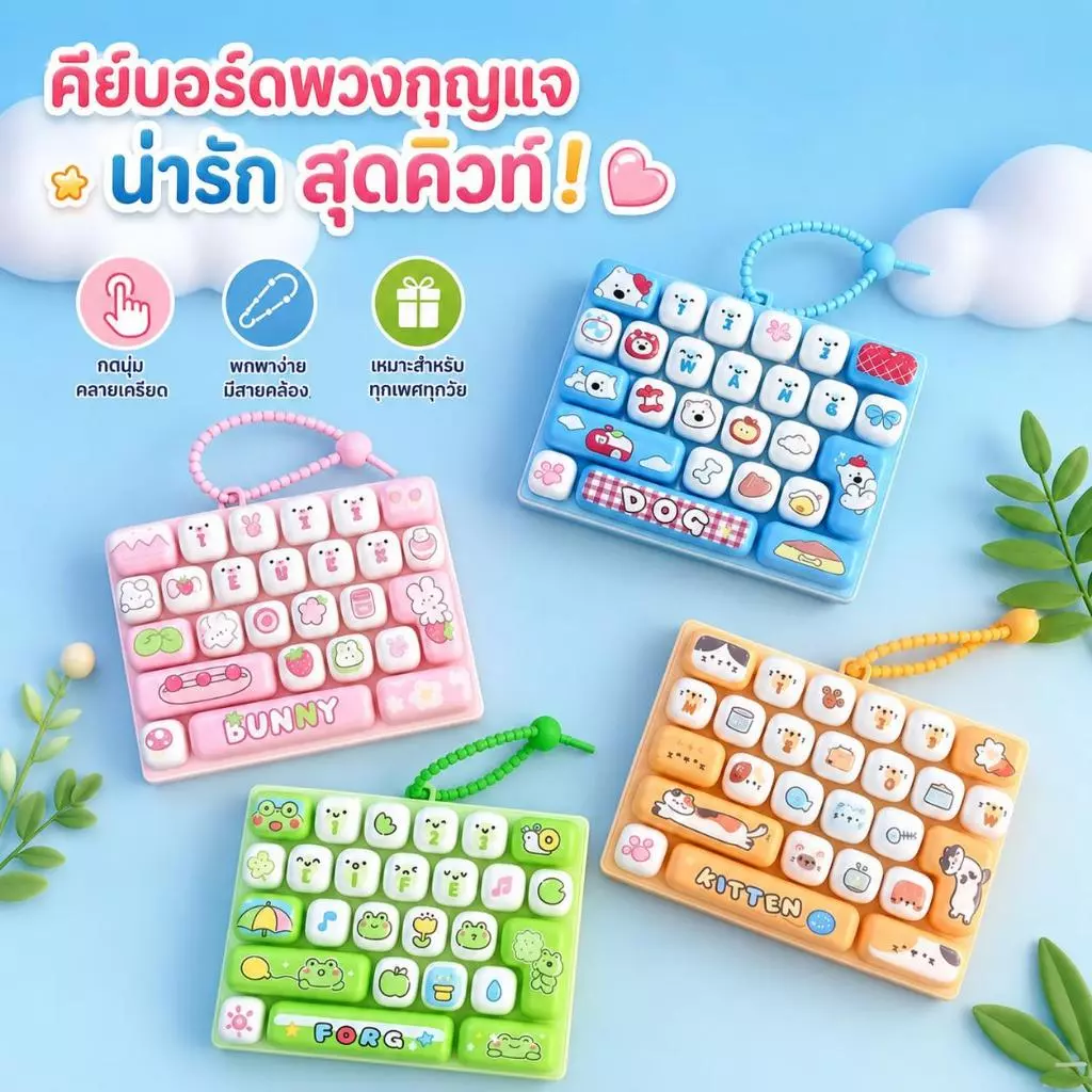 ของเล่นกดคลายเครียด 26 ปุ่ม คีย์บอร์ดจิ๋ว Fidget Toy พวงกุญแจห้อยกระเป๋า ของขวัญน่ารัก