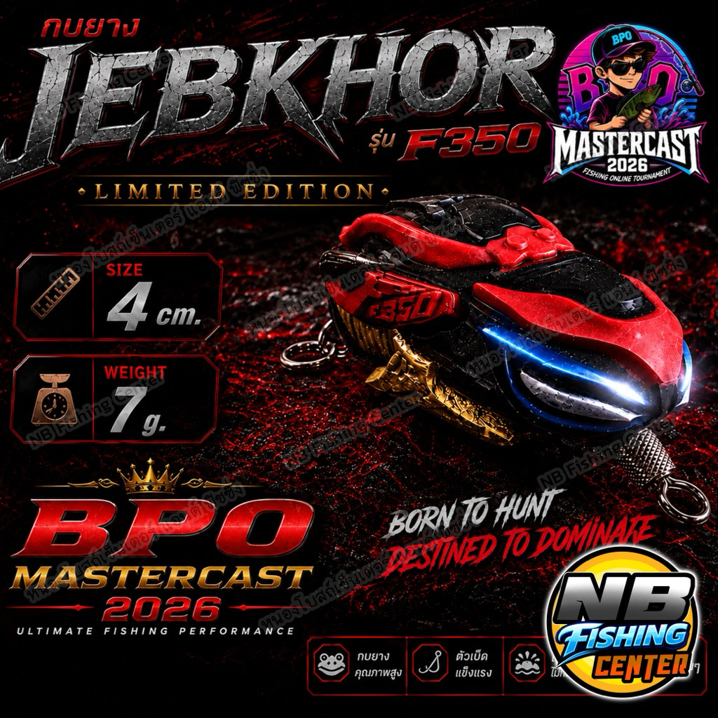 กบยาง เจ็บคอ F-350 JEBKHOR รุ่น กิจกรรม BPO MASTERCAST 2026 ขนาด 4 ซม. น้ำหนัก 7 กรัม ตัวเบ็ด 1/0