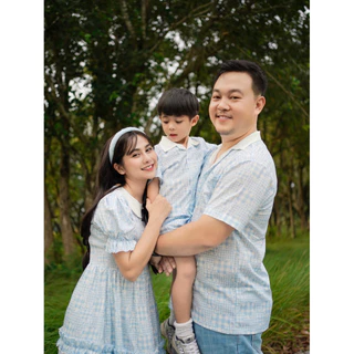 ชุดครอบครัวสีฟ้า รุ่นBlue heart (รหัส252)