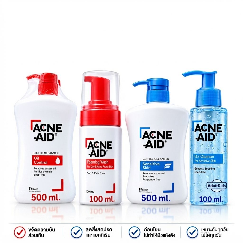 Acne Aid แอคเน่-เอด ลิควิด คลีนเซอร์ ออยล์ [ผลิตภัณฑ์ทำความสะอาดผิวหน้าและผิวกาย สำหรับผิวมัน เป็นสิวง่าย แพ้ง่าย]