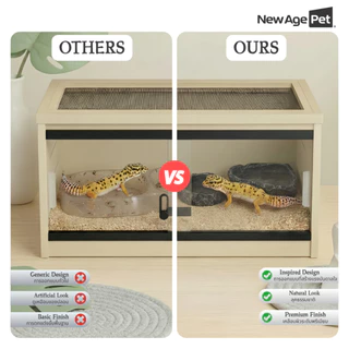 NEW AGE PET ชามอาหารสัตว์เลื้อยคลาน ลายหินธรรมชาติ Resin ไม่ลื่น ไม่ขึ้นรา ทำความสะอาดง่าย
