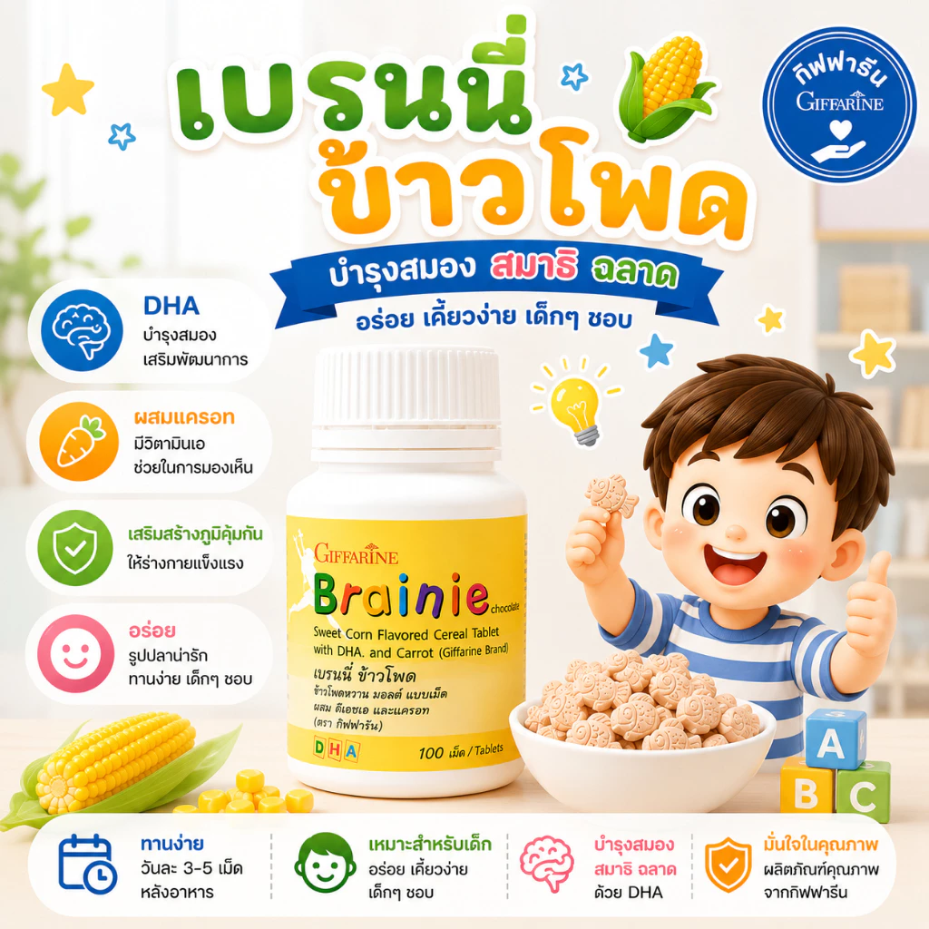 วิตามินเด็ก อาหารเสริมเด็ก กิฟฟารีน วิตามิน บำรุงสมอง ความจำ สายตา เสริมภูมิคุ้มกัน แคลเซียมสูง thumbnail 6