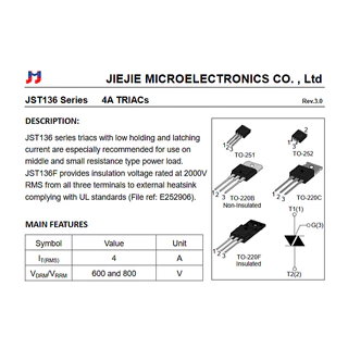 JST136K , JST136K-800E ใช้แทน JST04K-800TW , TRIAC 4A 800V TO-252 เอ็มเควีอิเล็คทรอนิคส์ รหัสสินค้า M02703