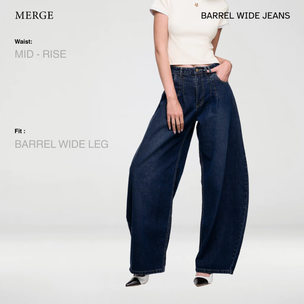 Merge Official - Barrel Wide Jeans (พร้อมส่ง)