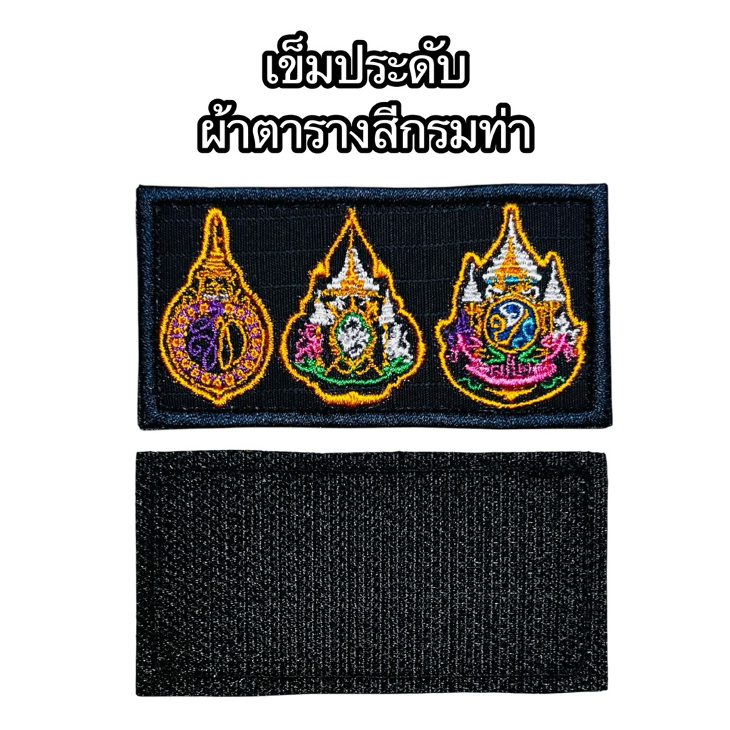 ป้ายอาร์มผ้าสีกรมท่าผ้าตาราง มี2แบบให้เลือก