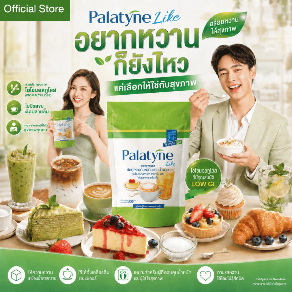 พาลาทีนไลท์ ผลิตภัณฑ์ให้ความหวานแทนน้ำตาล แบบถุง ขนาด 500 กรัม