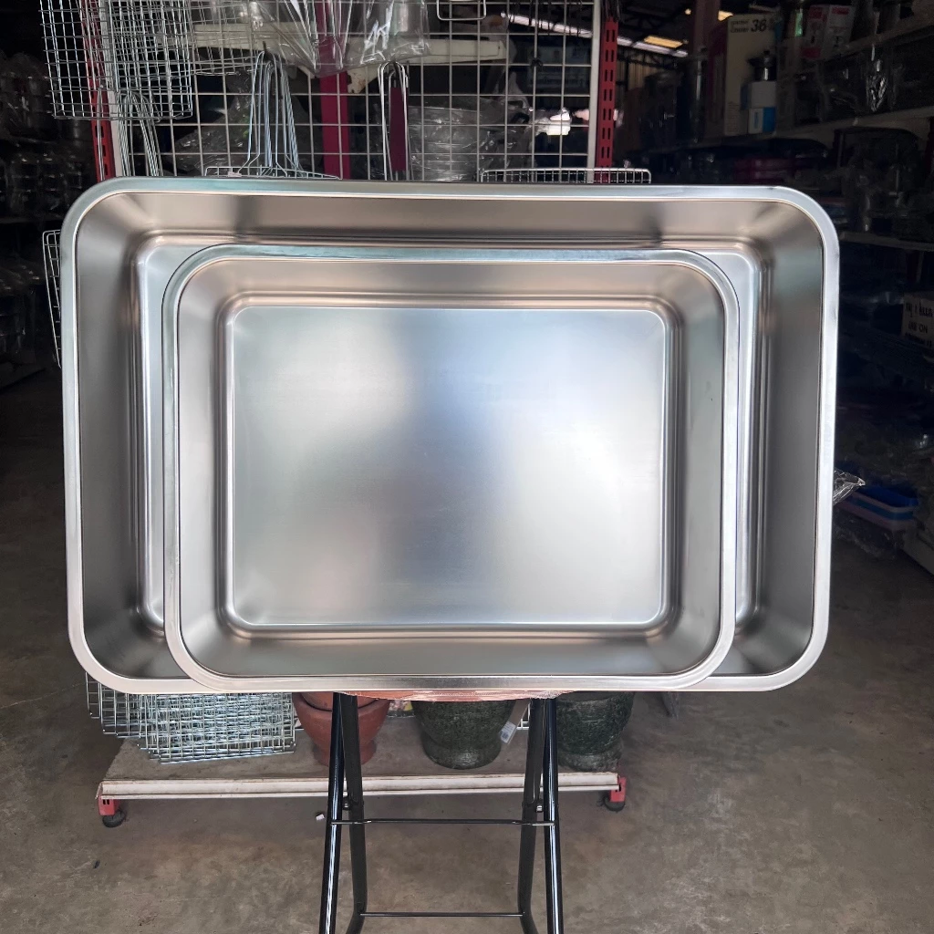 ถาดสแตนเลสรุ่นหนาพิเศษเกรด 304 ลึก10cm มี2ขนาดคือ45x35x10CM และ 60x40x10CM ,ถาดสแตนเลสใส่อาหารรุ่นหนาพิเศษ และ ลึกพิเศษ