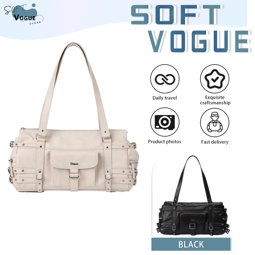 🎫【ของแท้ 100%】ประเทศเกาหลี  Deinet BAG 🧊  Black/Off-white กระเป๋าสะพายสั้น Large