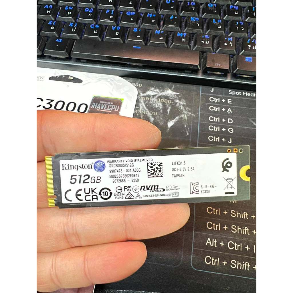 512 GB SSD (Solid State Drive) KINGSTON KC3000 - PCIe 4/NVMe M.2 2280 ไม่มีกล่อง ประกันร้าน