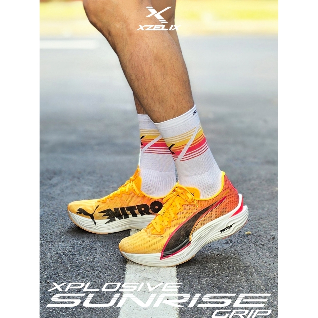 XZELIX | Xplosive : Sunrise Edition - Performance Crew Sock (GRIP/Non GRIP) ถุงเท้ากันลื่นครึ่งแข้ง