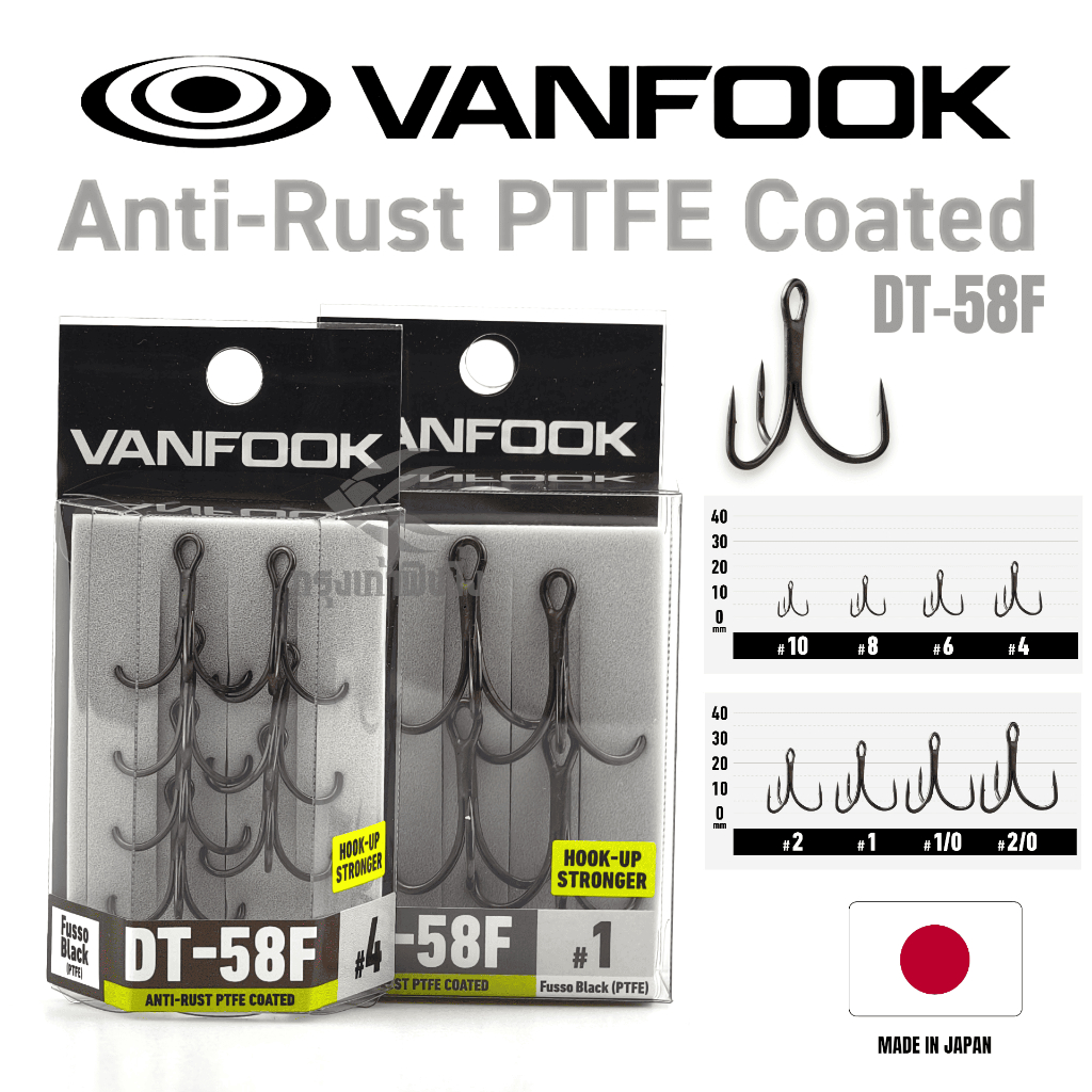 ตัวเบ็ดสามทาง VANFOOK - Anti-Rust PTFE Coated DT-58F ของแท้ MADE IN JAPAN คุณภาพสูง