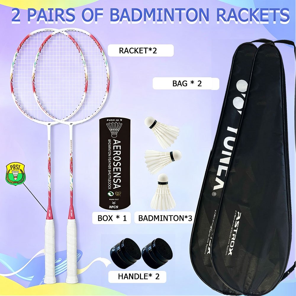 【2PCS】NANOFLARE 70 สีชมพูแบดมินตันรัคเก็ตเต็มคาร์บอน 4U G5 30 ปอนด์พร้อม Shuttlecocoks 3 ชิ้น