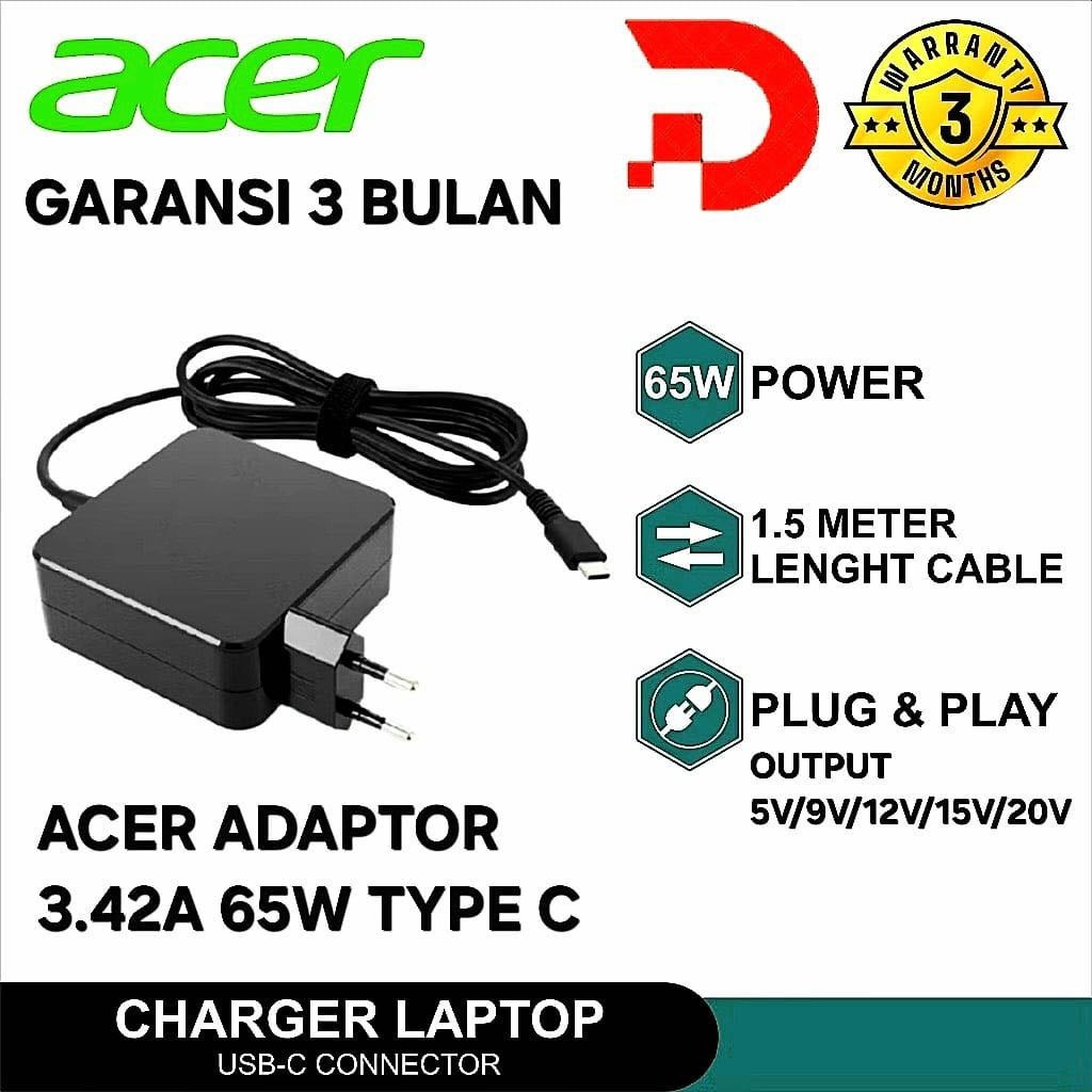 ACER 20V 3.25A 65W Type-C Travel แบบพกพา charger แหล่งจ่ายไฟสําหรับ Swift Go 16/14/Chromebook 514