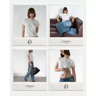 เสื้อครอปแขนสั้นผ้าสลาฟเกาหลี Umber เสื้อครอปแขนสั้นผู้หญิงสีขาว ดีไซน์คอกลม แขนสั้น ทรงพอดีตัว ความยาวกำลังดี