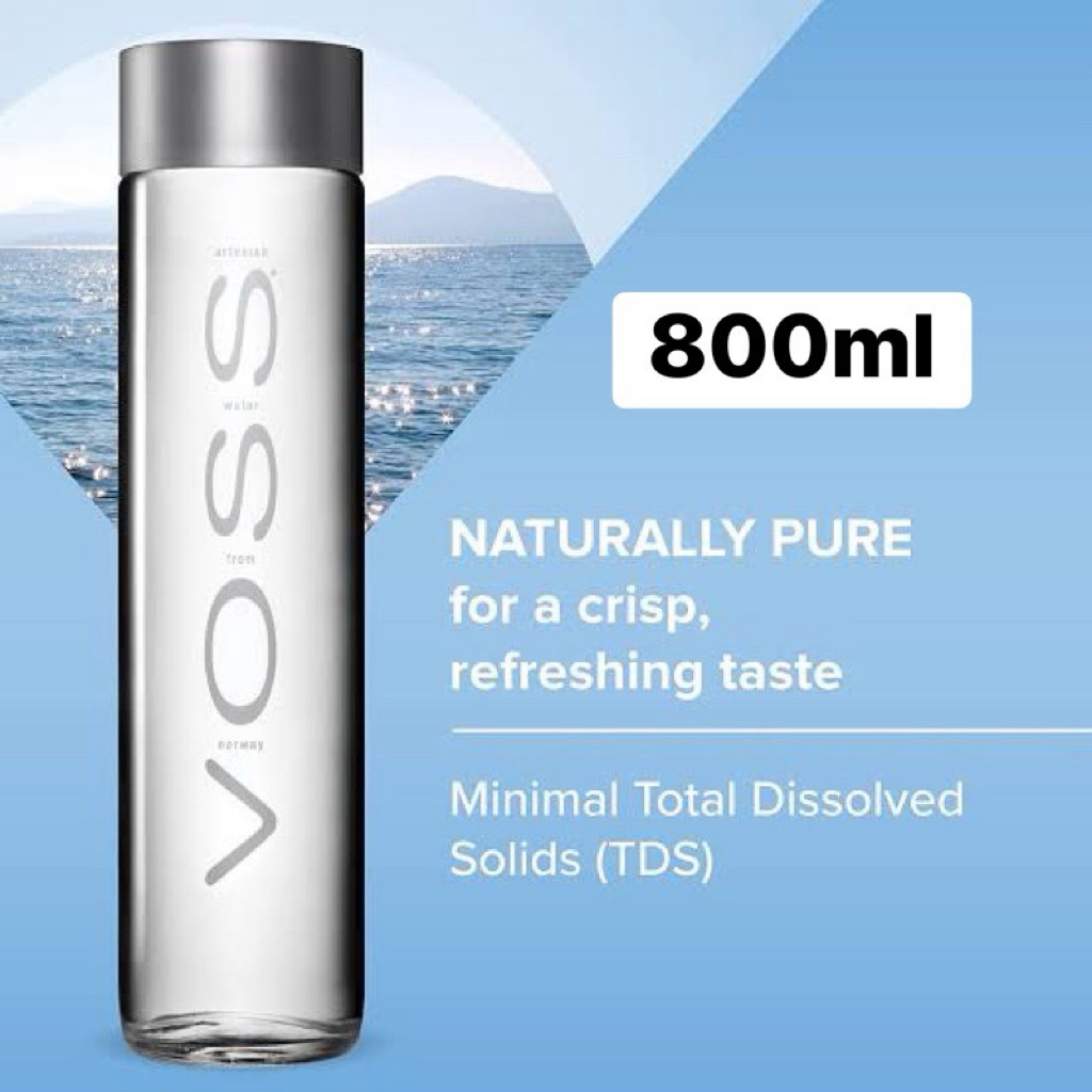W ขวดแก้ว ใหญ่ หนา ห่อแน่น Voss still mineral water 800ml.น้ำแร่ธรรมชาติ100%นำเข้าจากนอร์เวย์🇳🇴
