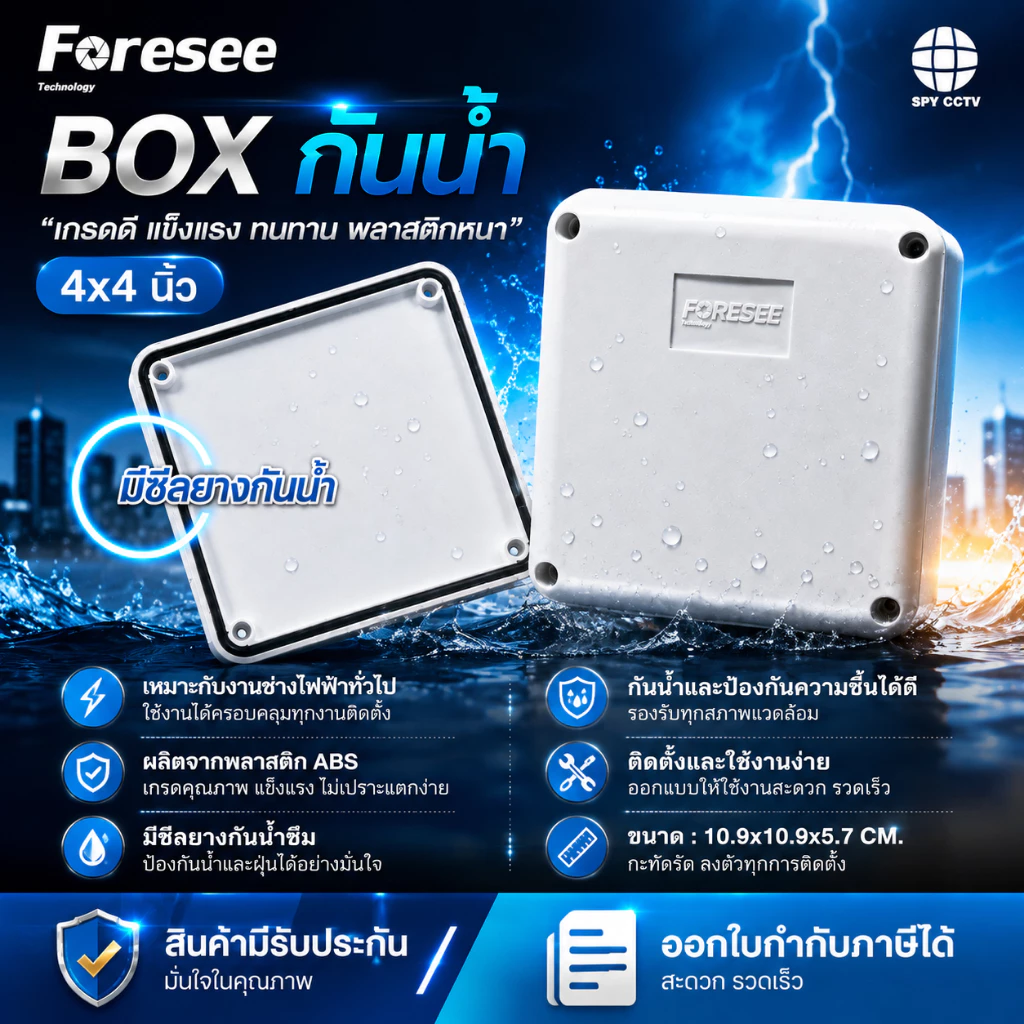บล็อกกันน้ำ Foresee BOX 4x4 นิ้ว พลาสติกอย่างดี สำหรับกล้องวงจรปิด CCTV กล่องกันน้ำ บ็อกกันน้ำ บ็อกลอย บล็อกลอย บ๊อกลอย