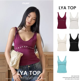 Lya Top | เสื้อคอวี ผ้าGlossyRib ทรงเข้ารูป กระดุมโลหะ ใส่ง่าย แมตช์ง่าย | MURF.BKK | T210