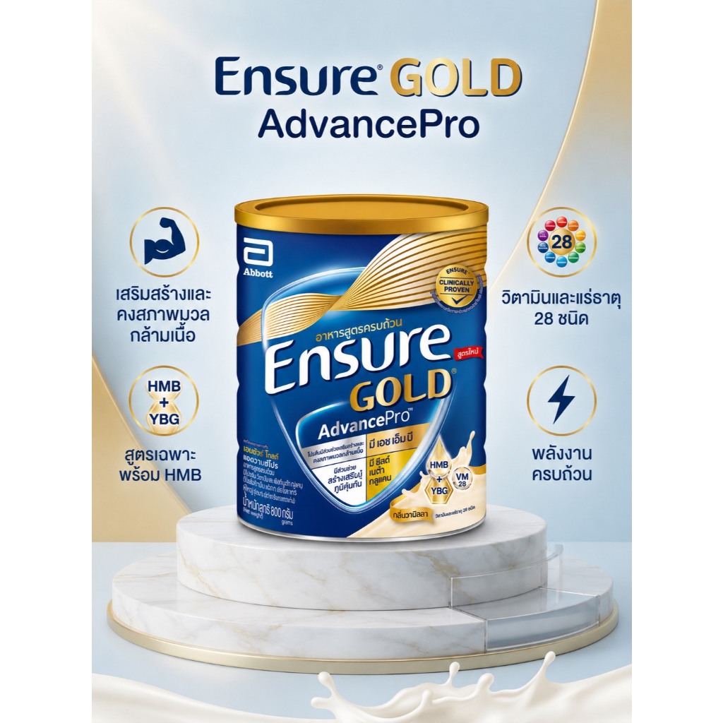 [ลดล้างสต็อก] Ensure Gold Advance pro กลิ่นวนิลา 1600g. เอวชัวร์โกลด์ พร้อมจัดส่ง