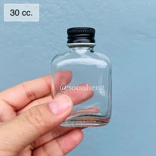 [WG83] (แพ็ค 300 ใบ) ขวดแก้วแบน 30 cc ฝา+จุกใน