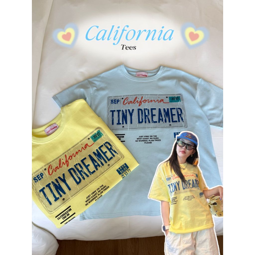 Lazy - cc - California tees - เสื้อยืดผ้าคอตตอน สกรีนจม (ส่งด่วน)