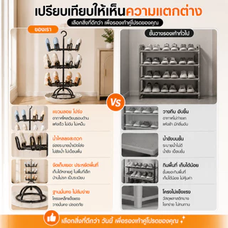 🔥กันสนิม ไม่เสียรูปนาน 10 ปี🔥 ที่แขวนตากรองเท้า ที่ตากรองเท้า หมุนได้ ชั้นวางรองเท้า หมุ่นได้360°