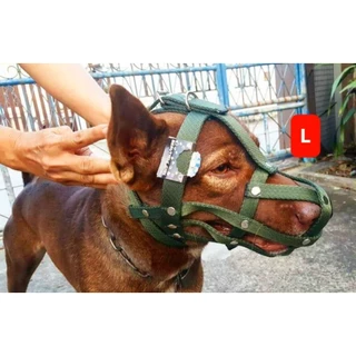 ตะกร้อครอบปากสุนัข ปลอกปากสุนัข ตะกร้อปากหมา สีเขียวขี้ม้า
