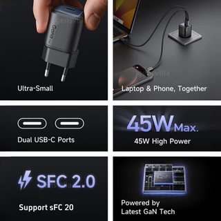 หัวชาร์จ PD 45W GaN ที่ชาร์จ USB-C FastCharger อะแดปเตอร์ หัวชาร์จเร็ว+สายชาร์จเร็ Type C