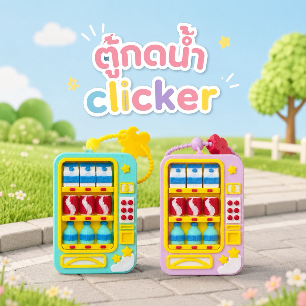 Clicker ตู้กดเครื่องดื่ม 3D Print ของเล่นกดคลิกได้3 ปุ่ม