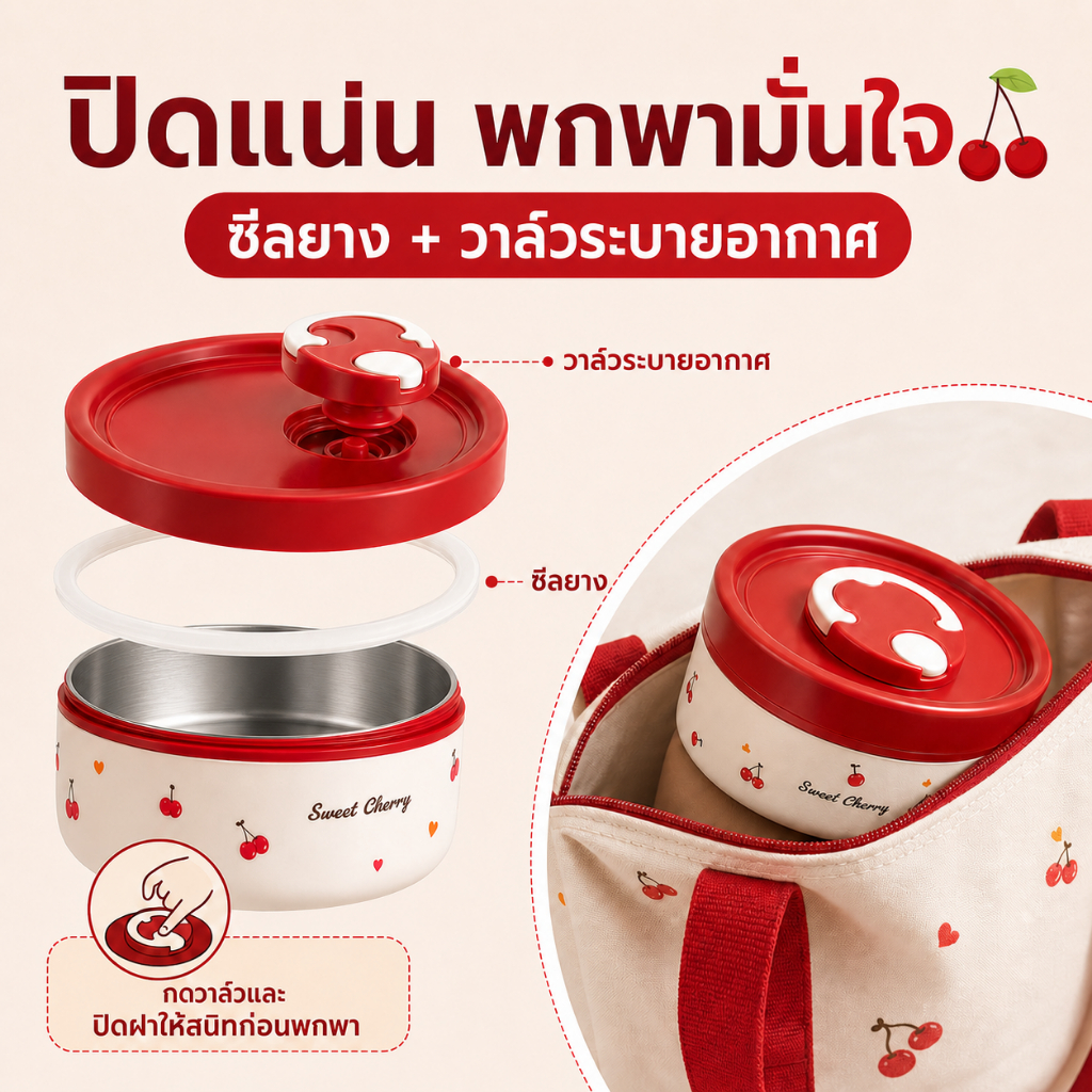 Hrold กล่องข้าว 316 เข้าไมโครเวฟได้ แถมฟรีชุดช้อนส้อม + ถุงเก็บความร้อน 2/3/4 ชั้น กล่องอาหาร เก็บอุณหภูมิได้ รูปที่ 2