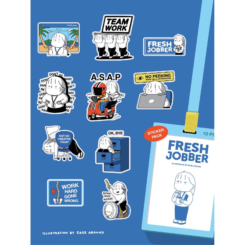 เซตสติกเกอร์ไดคัท กันน้ำ Fresh Jobber  | ease around