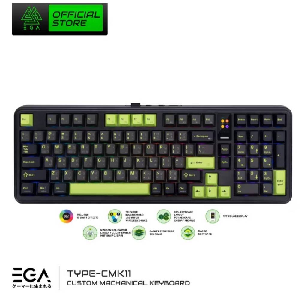 EGA Type CMK11 Custom Mechanical Keyboard 98% คีย์บอร์ดเกมมิ่งไร้สาย เสียงกดเพราะ