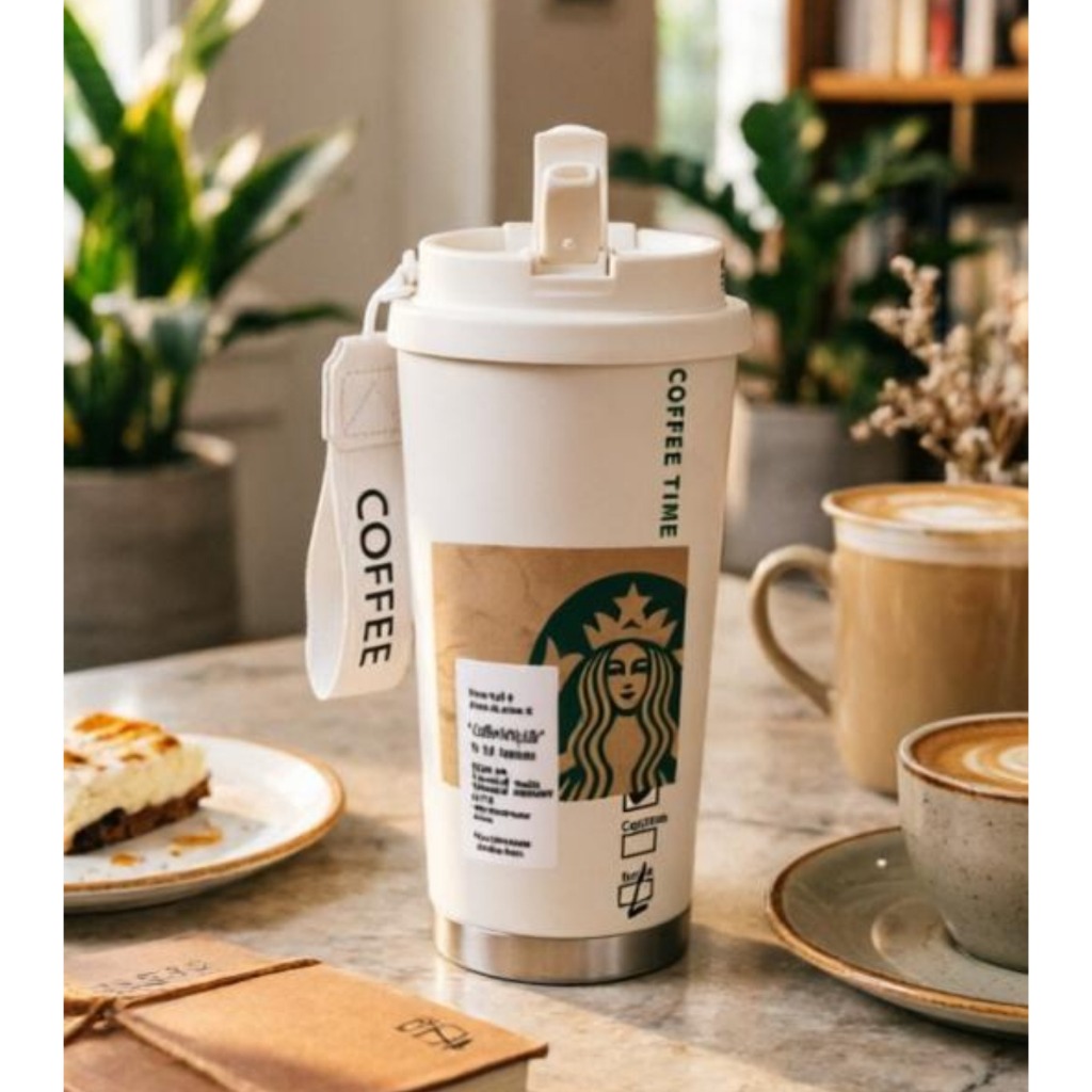 ตรงปก เกรดพรีเมียม Starbucks แก้วเก็บความเย็น สแตนเลสแท้ 500 ml เก็บอุณหภูมิเก็บร้อน-เย็น แก้วสแตนเลสสตาบัค white-b