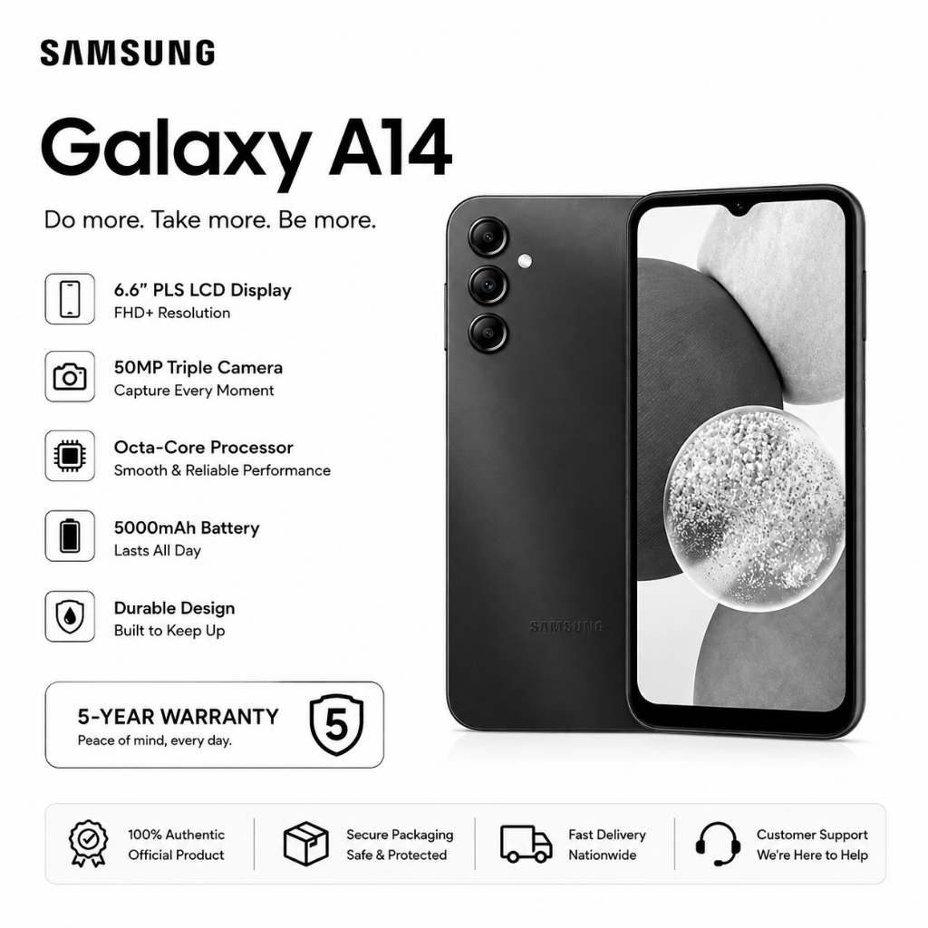 Samsung A14 5G (ram8/256GB) รองรับ RAM Plus ชิปเซต Exynos 850 l ประกันศูนย์ไทย