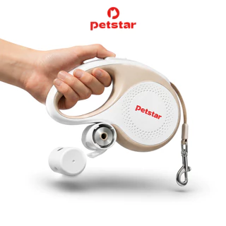 Petstar สายจูงสุนัข สายจูงสัตว์เลี้ยง ยืดได้ พร้อมไฟ LED และถังขยะในตัว สายยาว 3/5 เมตร