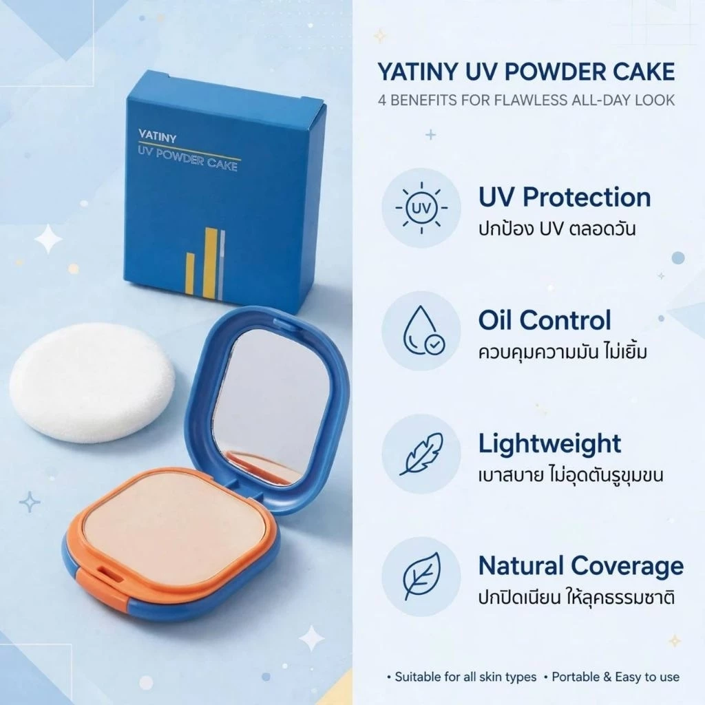 Vatiny UV Powder Cake แป้งทาหน้าผสมกันแดด ขนาด 12 กรัม