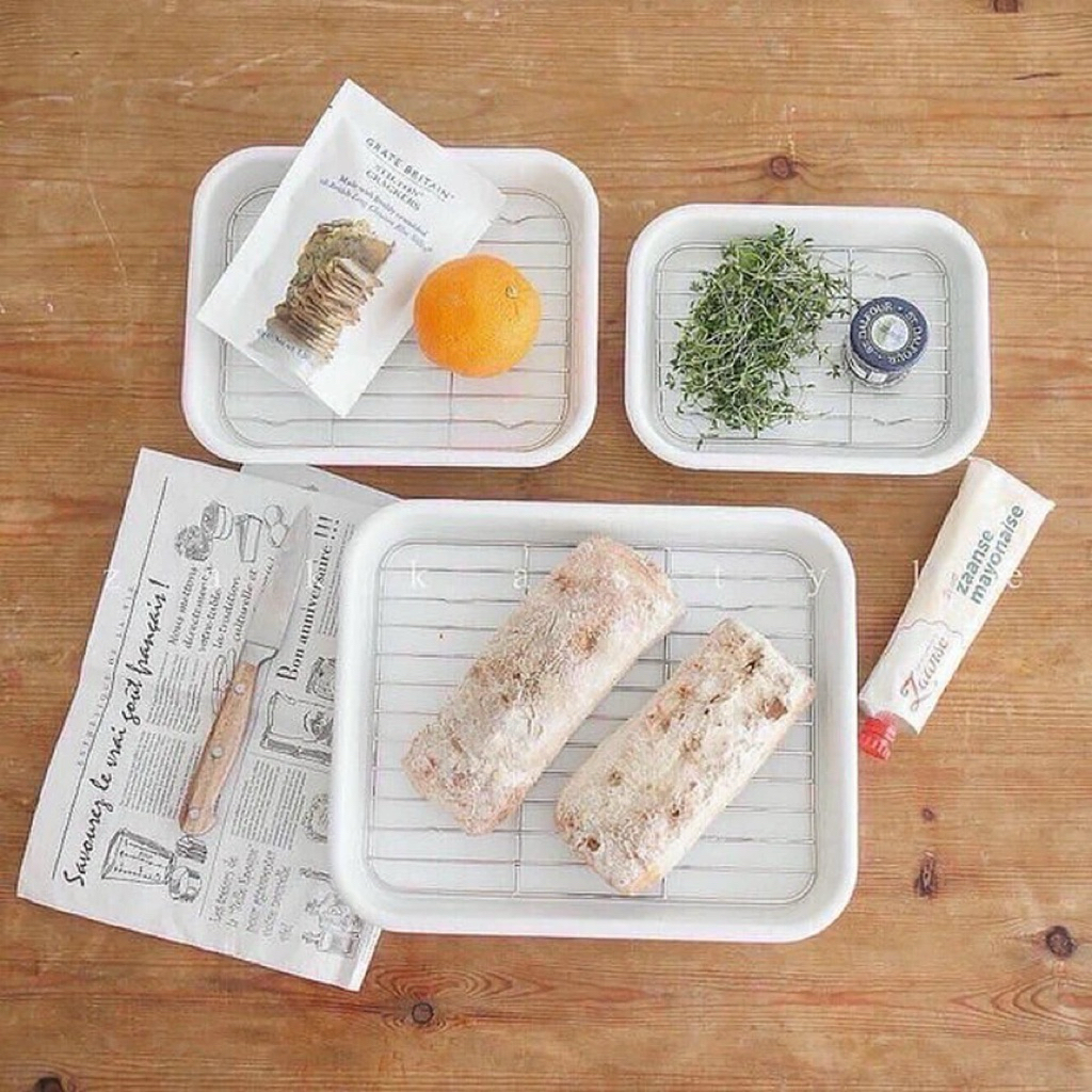 🇰🇷พร้อมส่ง White Enamel Bake Pan