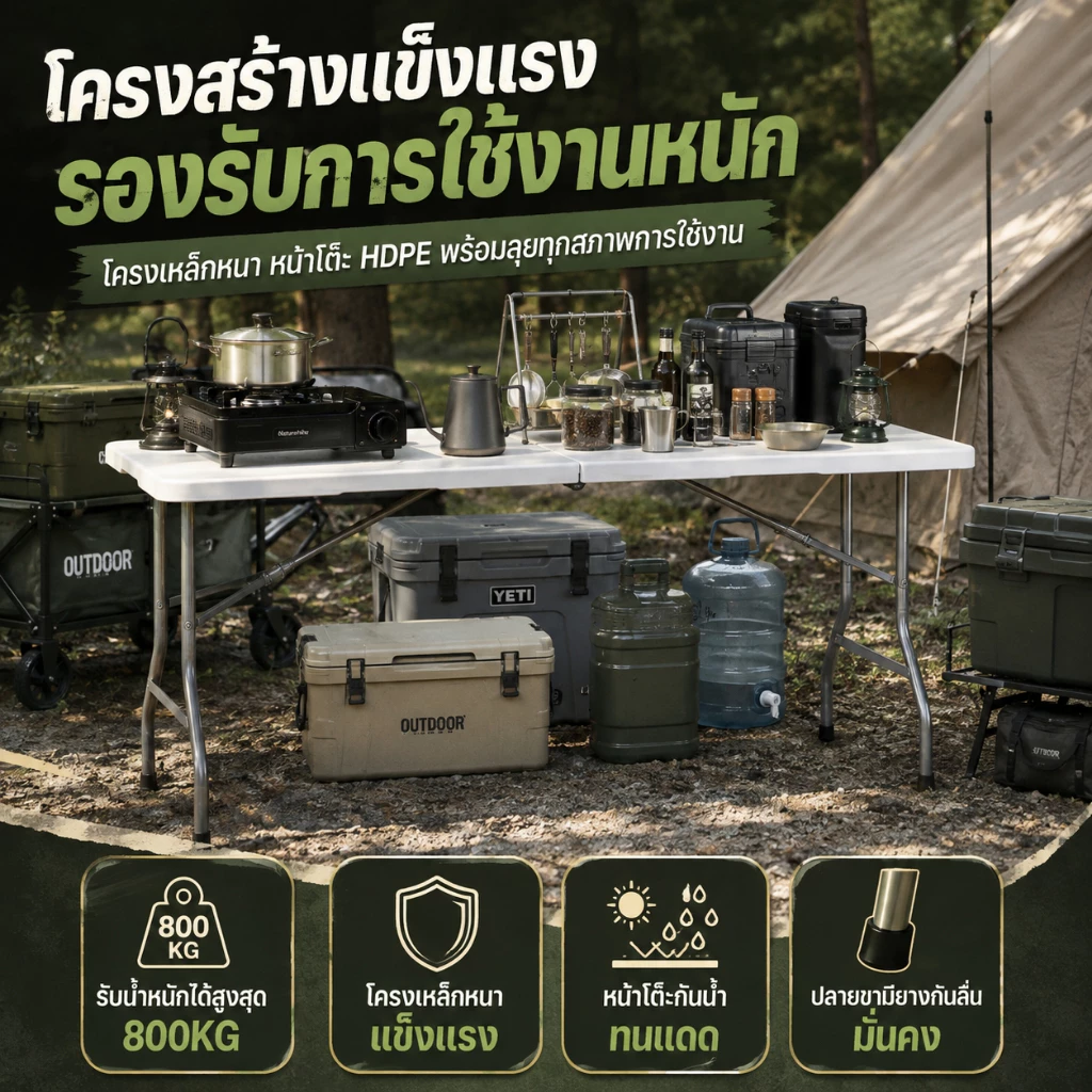 KATIFIA โต๊ะพับได้ โต๊ะแคมป์ปิ้ง 180cm รับน้ำหนักได้800กก โต๊ะปิกนิคพับได้ Outdoor table thumbnail 7