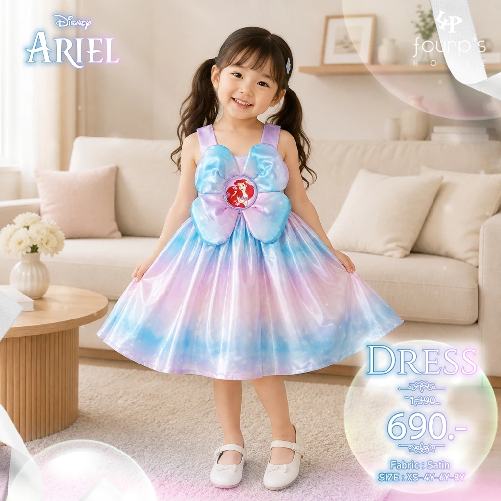 DISNEY PRINCESS : Ariel (แอเรียล) เดรสเด็กผู้หญิงลิขสิทธิ์แท้ [110185]