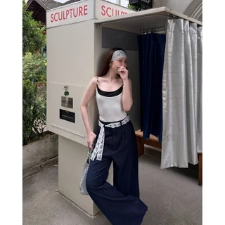 NEW COLLECTION LUNA LACE PANTS กางเกงขากระบอกใหญ่แต่งเข็มขัดลูกไม้