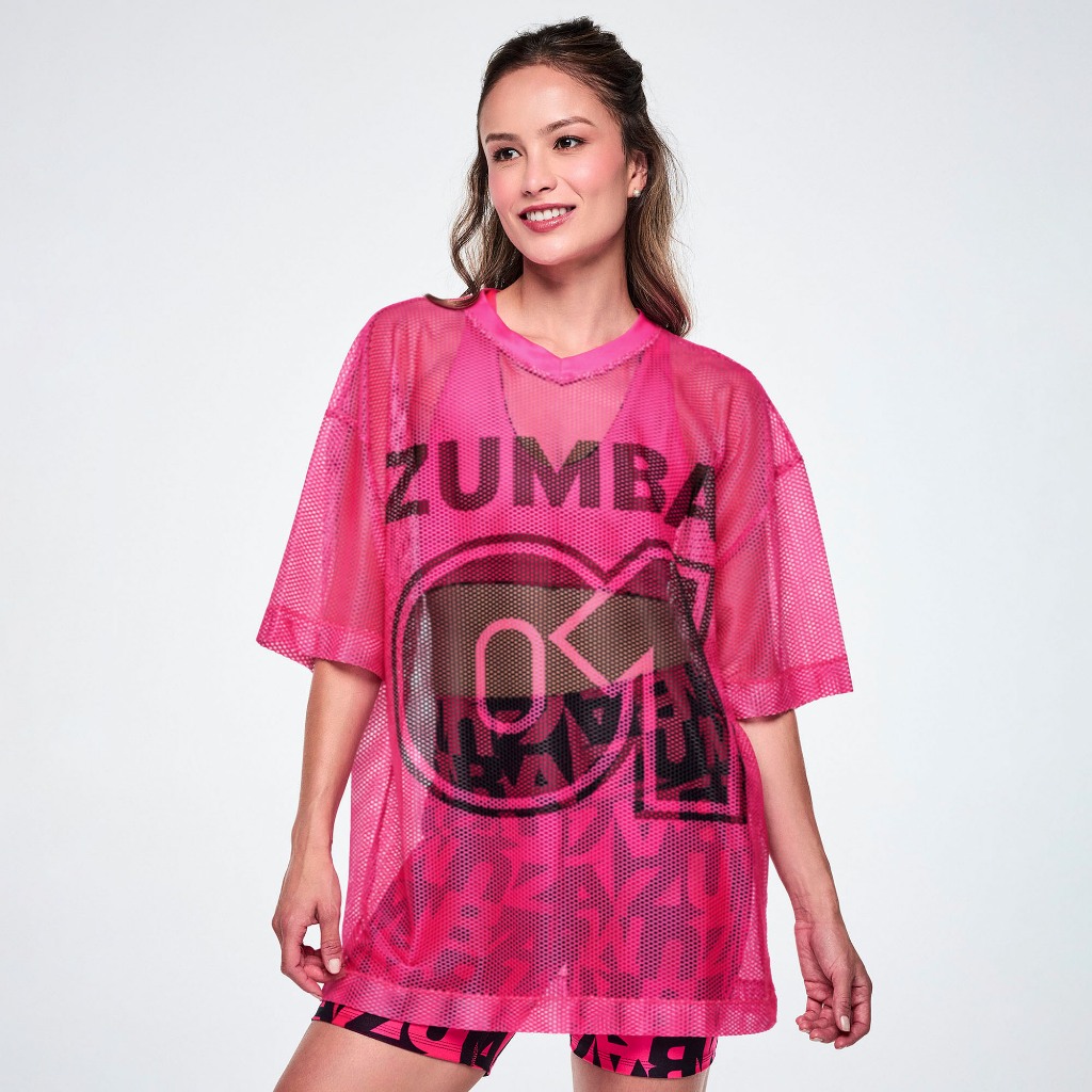 Ultrabright Oversized Mesh V-Neck Top (เสื้อออกกำลังกายซุมบ้า)