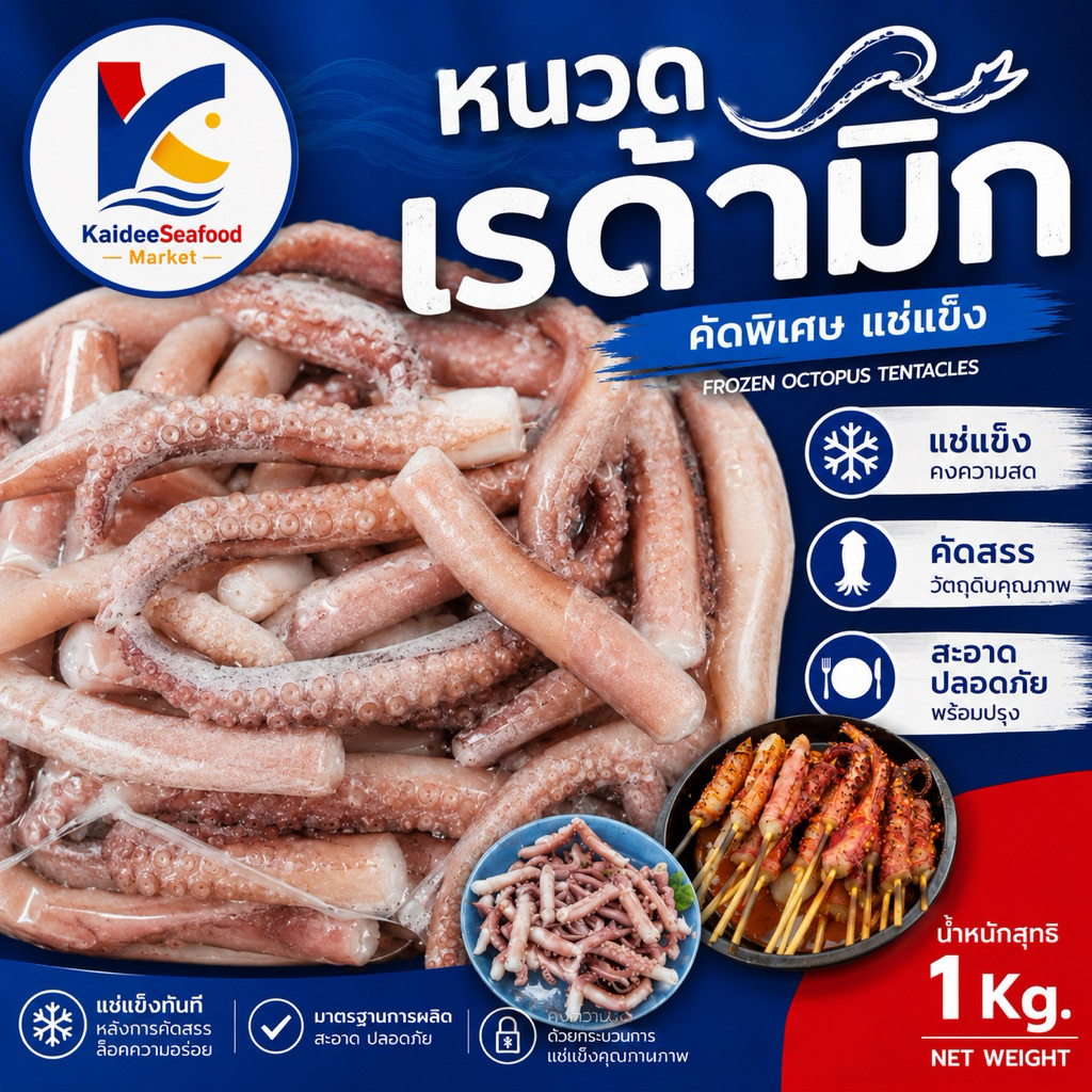 หนวดเรด้ามิกซ์ 1Kg. 🐙🔥 ส่งด่วนภายในวัน 🚛เหมาค่าส่ง ฟรีกล่องโฟม!! ทุกจังหวัดทั่วไทย🎉