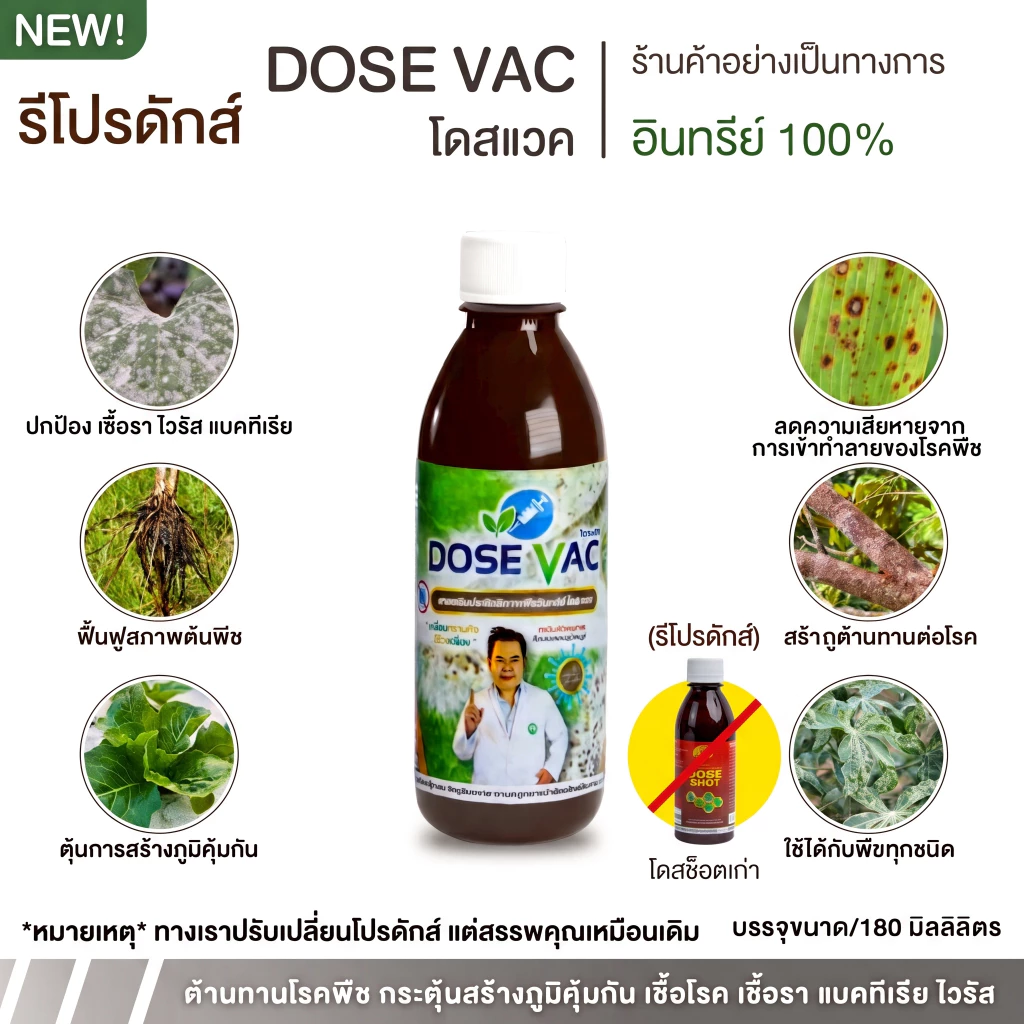 [ร้านค้าบริษัท] กำจัดโรคพืช โดสแว๊ค 1 ขวด เสริมการต้านทานโรคพืช เชื้อโรค เชื้อรา แบคทีเรีย ไวรัส