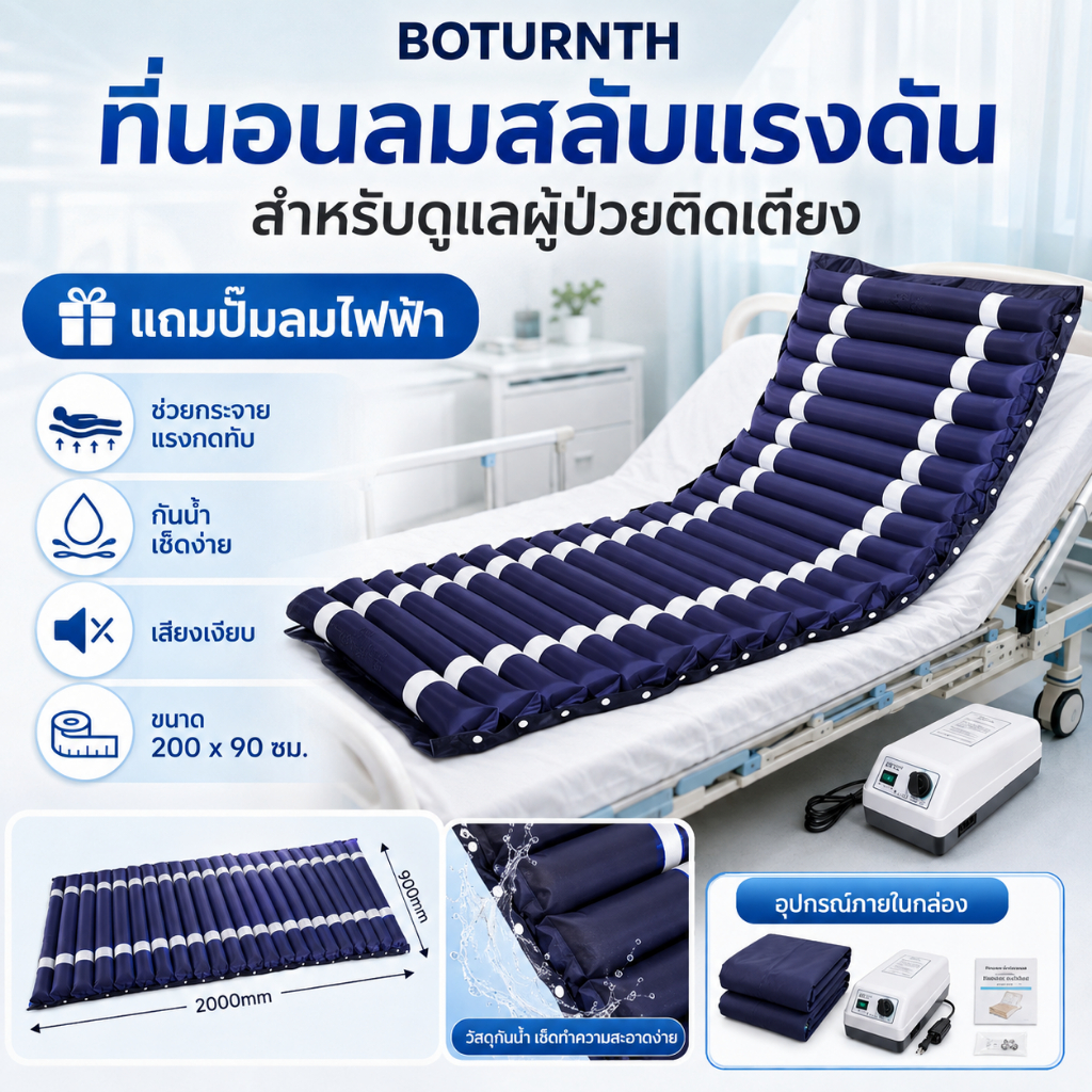 air bed care mattress ที่นอนลมแบบลอน เพื่อสุขภาพ ป้องกันแผลกดทับ สำหรับผู้ป่วยนอนติดเตียง