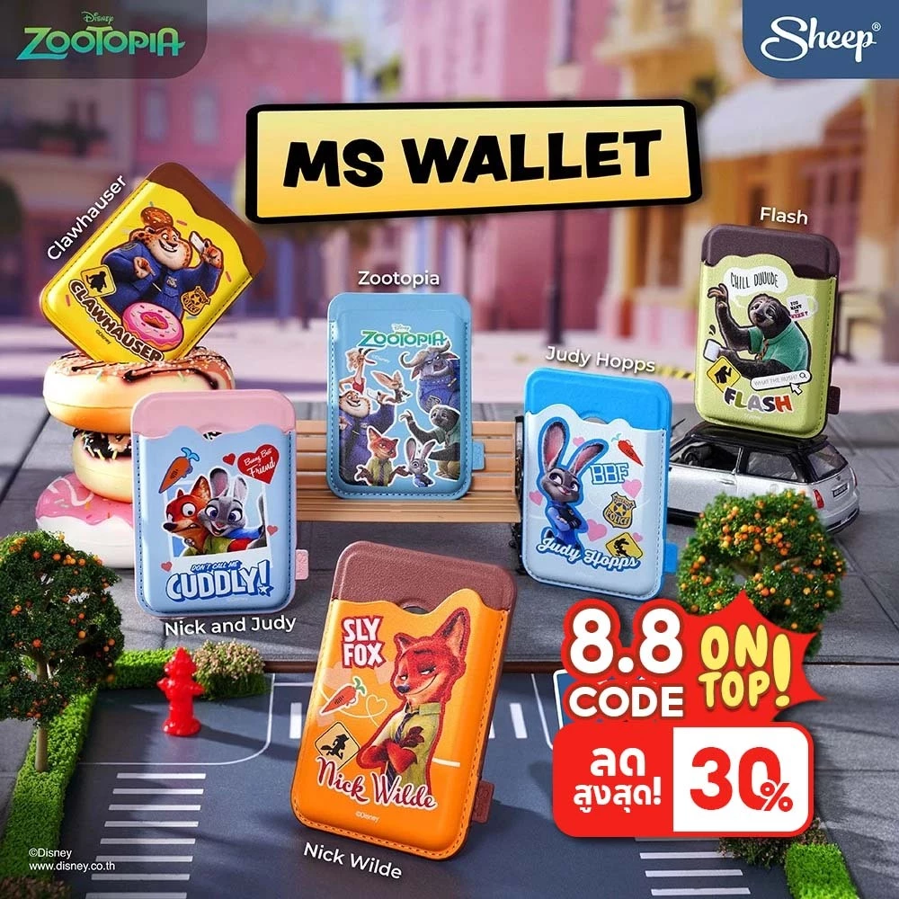 [MS Wallet Zootopia]Zootopia Collection ที่ใส่บัตรแม่เหล็กแปะด้านหลังมือถือ ซูโทเปีย ใช้กับเคสที่มีMagnet กระเป๋าใส่บัตร
