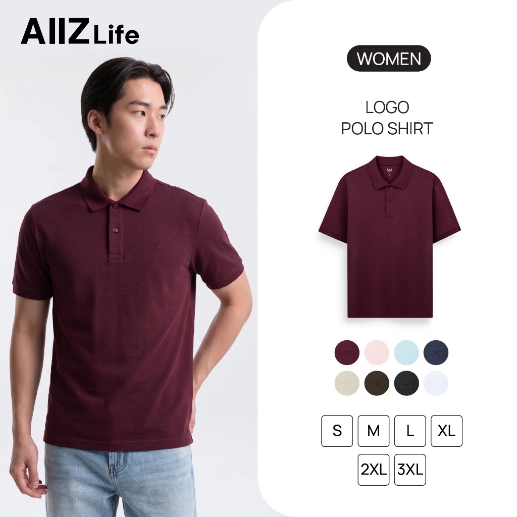 AIIZ (เอ ทู แซด) - AIIZ เสื้อโปโลผู้ชายสีพื้นพิมพ์โลโก้ Men’s AIIZ Logo Polo Shirt