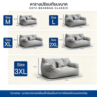 บีนแบคโซฟา รุ่นคลาสสิก และรุ่นสายรุ้ง [bean bag โซฟาเบด โซฟาสไตล์มินิมอล พร้อมเม็ดโฟม]