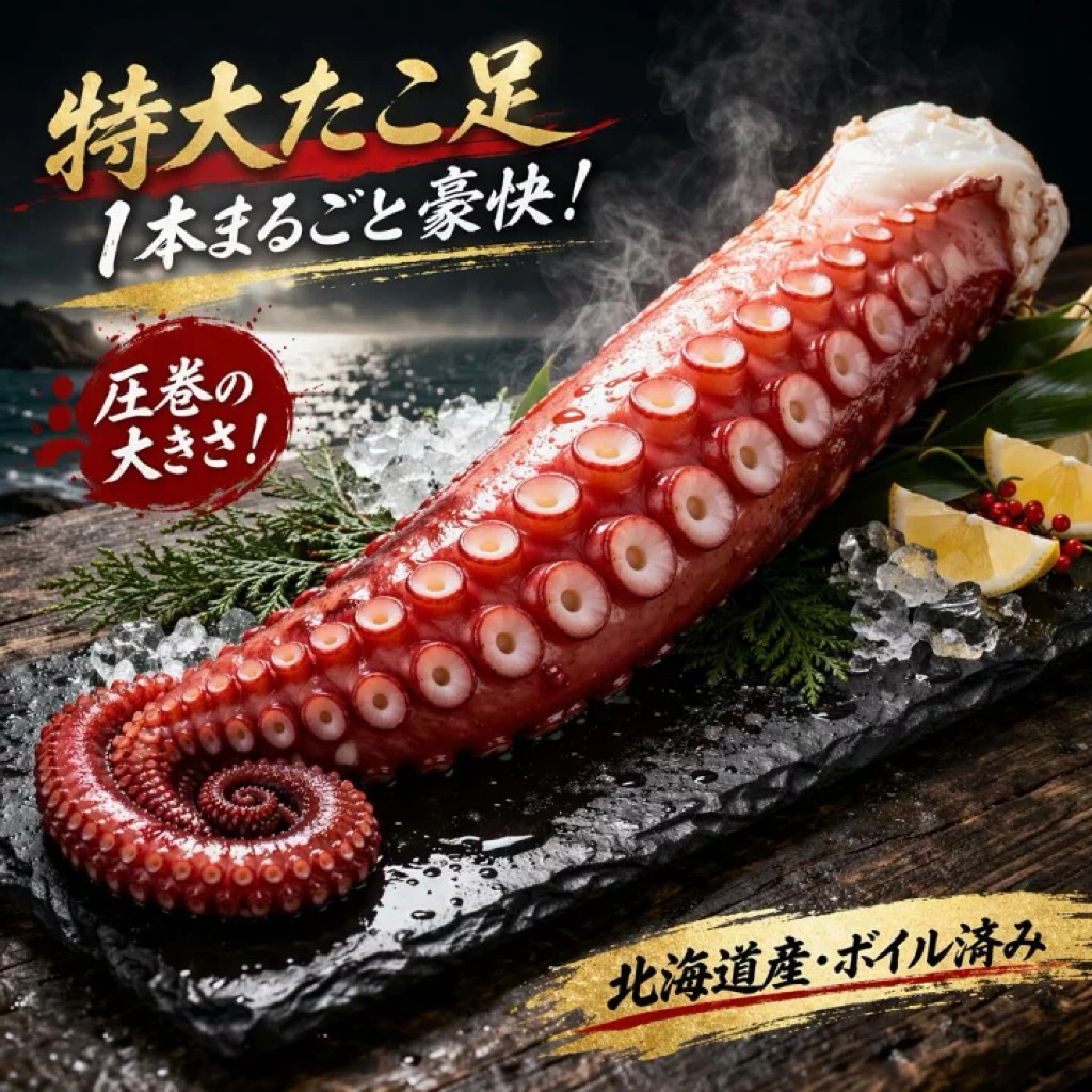 หนวดปลาหมึกยักษ์ HOKKAIDO 800G-900G ไซซ์จัมโบ้ Jumbo-sized giant octopus tentacles from Hokkaido
