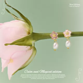 ต่างหู Aurora Bloom Pearl Drop Earrings ก้านเงินแท้ S925 - The Green Box