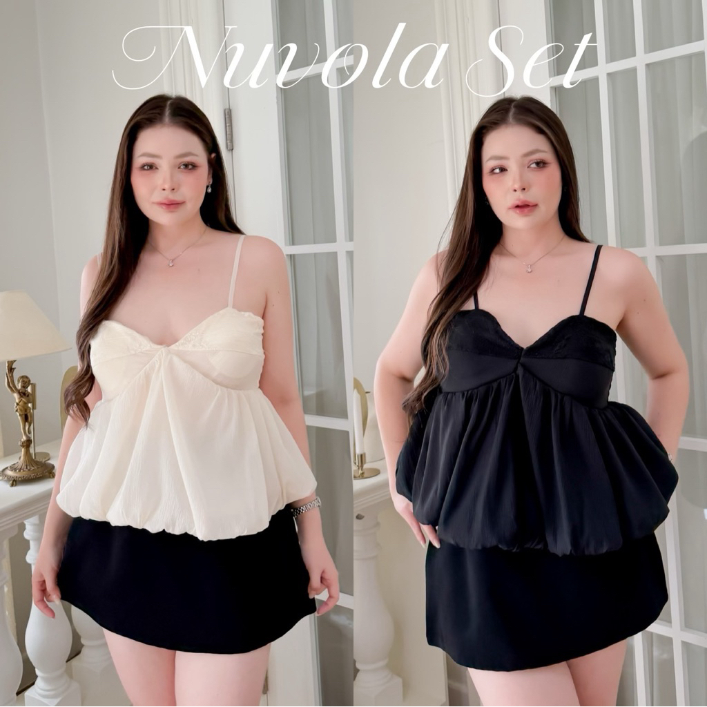 Lady M | Nuvola Set plussize ชุดเซท 2 ชิ้น เสื้อสายเดี่ยวสุดแซ่บมาพร้อมกระโปรงสั้นทรงเอ ใส่ปาร์ตี้ ออกเดท