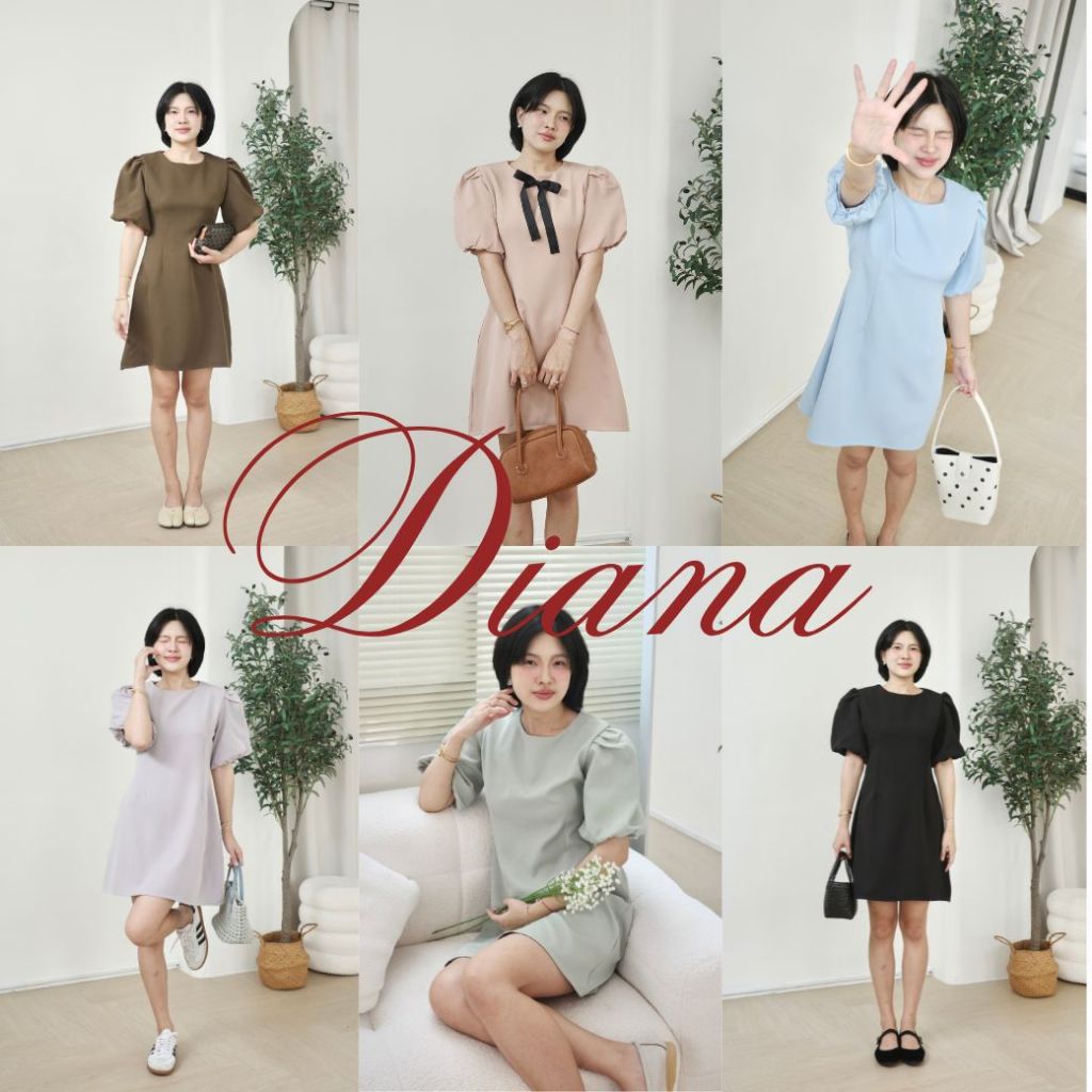 12FEBRUARY | DIANA DRESS เดรสแขนบอลลูน ทรงสวยเข้ารูป เรียบหรูดูแพง ผ้านุ่มใส่สบาย